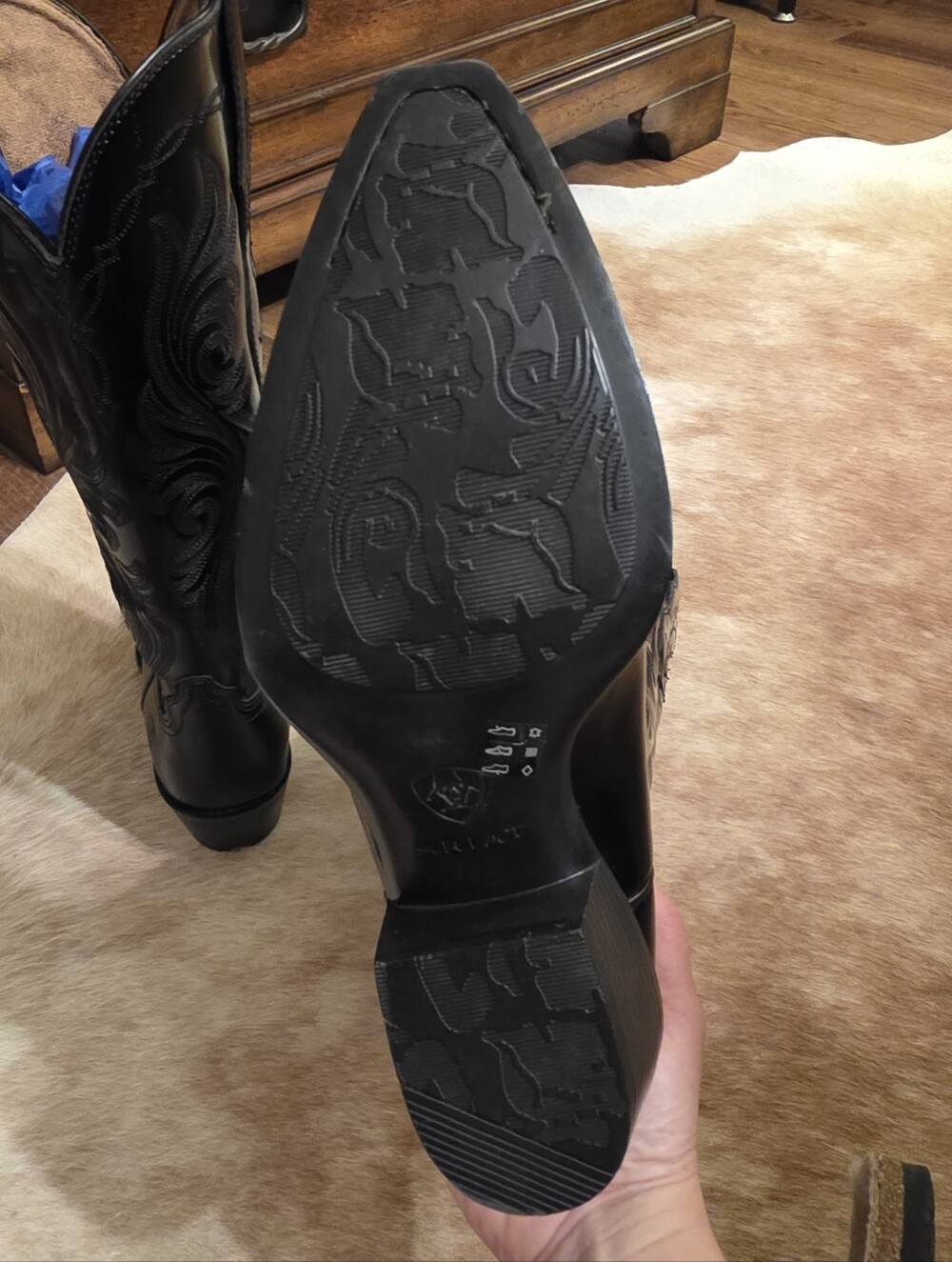 Ariat Women Taytum X Toe Western Boot Glossy Black, Size 7.5, NWOT - Picture 5 of 16